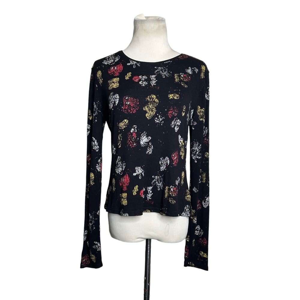 Desigual Slim Black Little Mickey Mouse all-over print T-shirt size XL